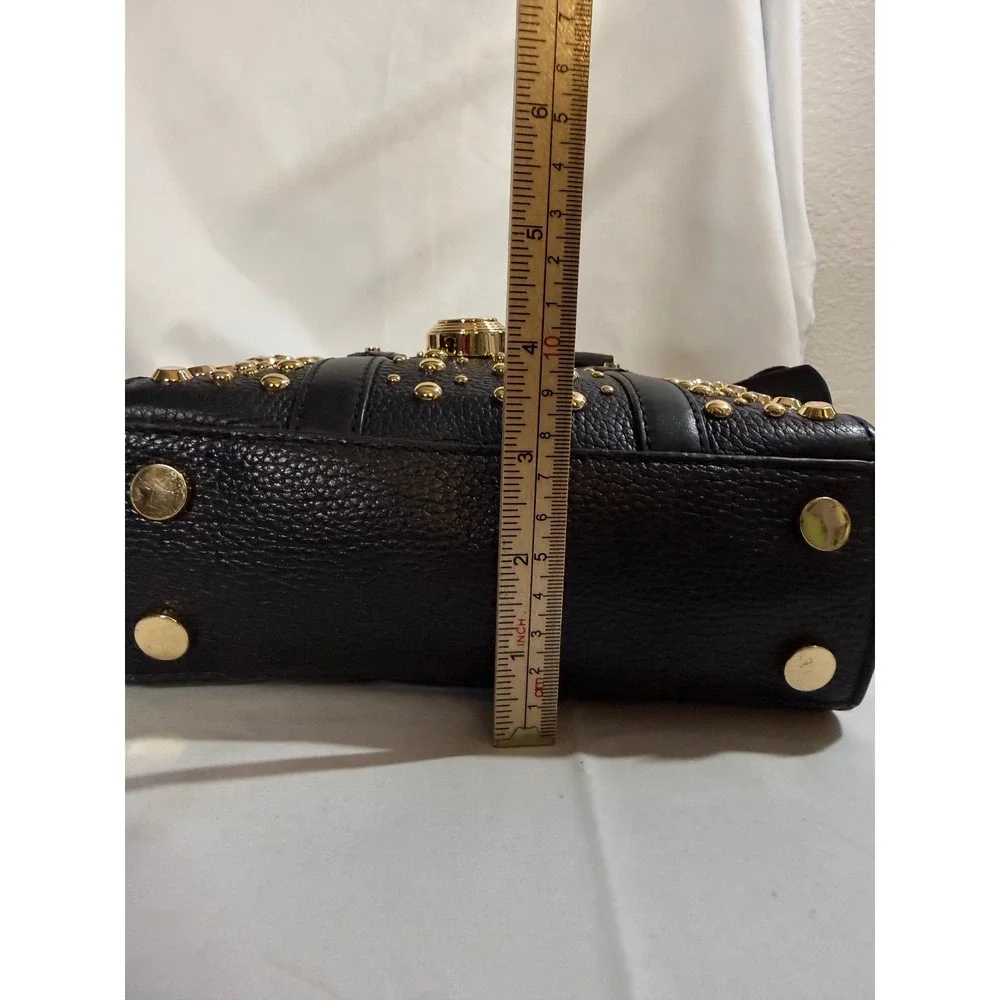 Michael Kors Hamilton Mini Messenger Black Pebbled Leather Studded Crossbody Bag